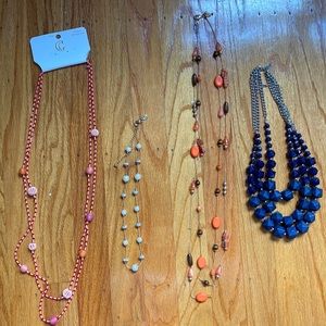 Lot of 4 Charming Charlie Necklaces - Beaded, Layered, Chunky Silver and Gold